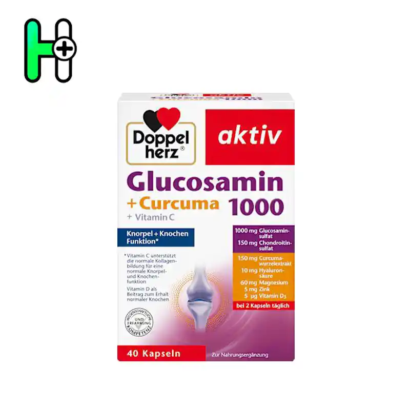 مکمل Doppelherz Glucosamin 1000 + Curcuma + Vitamin C یک ترکیب پیشرفته و کامل جهت حمایت از سلامت مفاصل و استخوان‌ها است.