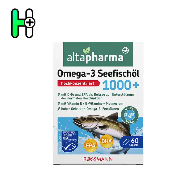 امگا۳ ماهی دریایی 1000+ آلتافارما | altapharma Omega-3 Seefischöl hochkonzentriert 1000