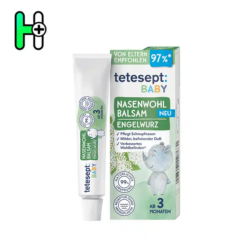 بالم بینی Nasenwohl Balsam Engelwurz از برند آلمانی tetesept مخصوص نوزادان طراحی شده تا با ترکیبات ملایم و طبیعی، در مواقع گرفتگی بینی، سرماخوردگی یا تنفس دشوار، تسکین و آرامش فوری فراهم آورد
