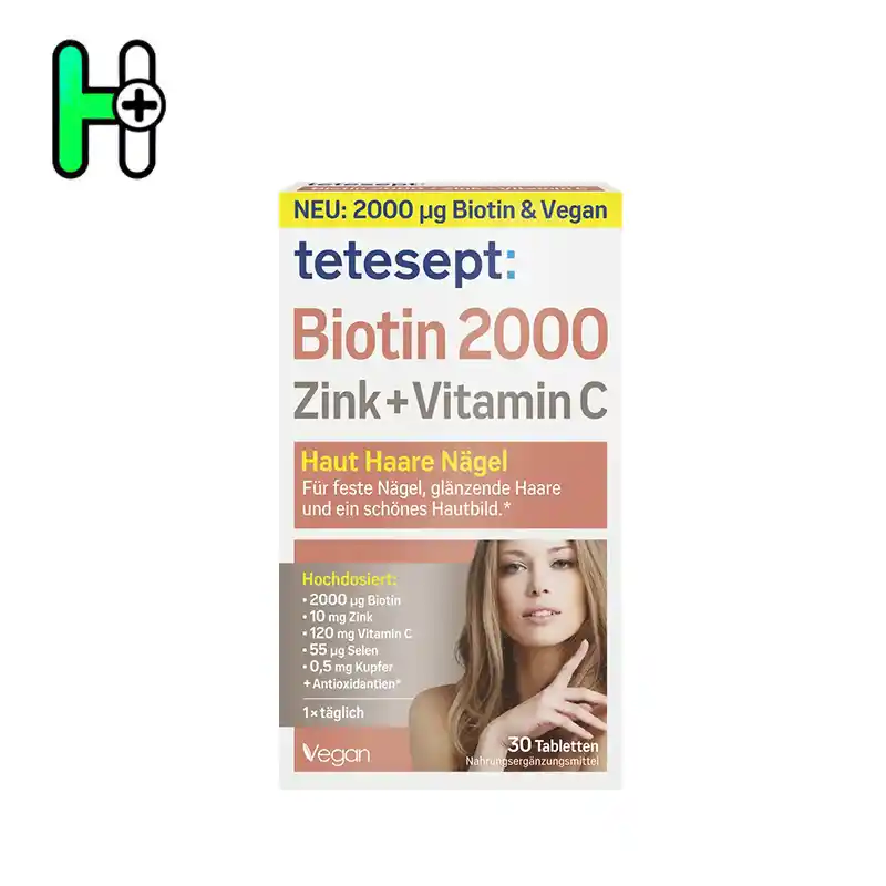 قرص تقویت پوست، مو و ناخن تتسپت – tetesept Biotin 2000 + Zink + Vitamin C