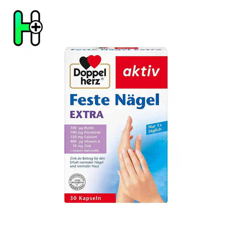 مکمل غذایی Feste Nägel EXTRA از برند معتبر Doppelherz، مخصوص تقویت ناخن‌های ضعیف، شکننده و پوست خشک یا آسیب‌دیده طراحی شده است