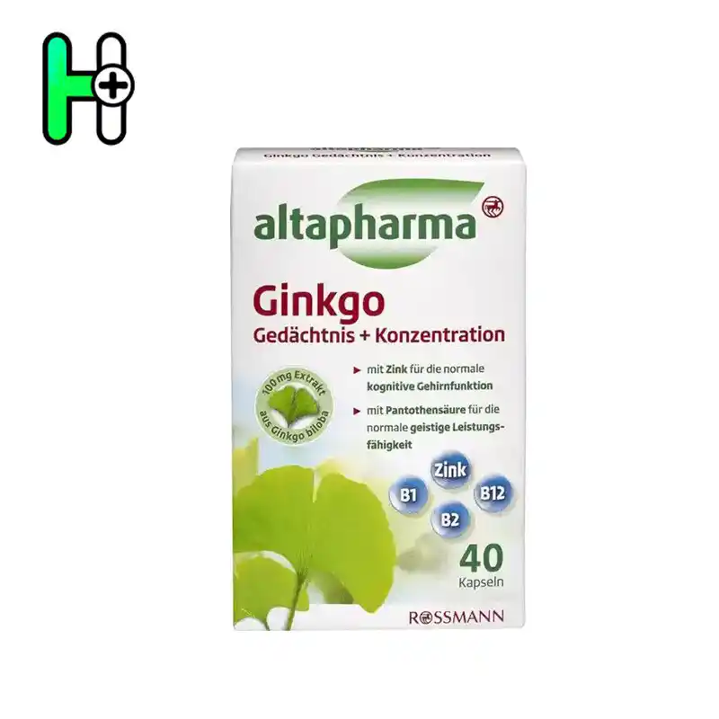 مکمل Ginkgo از برند آلمانی altapharma، ترکیبی گیاهی و تقویتی برای حمایت از عملکرد مغز، حافظه و تمرکز است. این مکمل با عصاره جینکگو بیلوبا، زینک (روی) و ویتامین‌های گروه B (B1، B2، B12 و پانتوتنیک اسید) فرموله شده