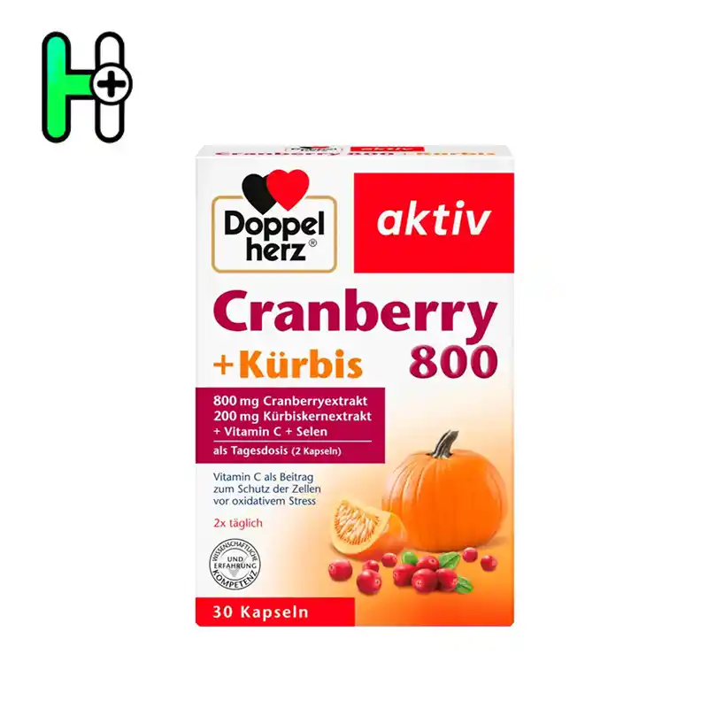 مکمل سلامت مجاری ادراری و آنتی‌اکسیدان طبیعی داپل هرز Doppelherz Cranberry + Kürbis 800