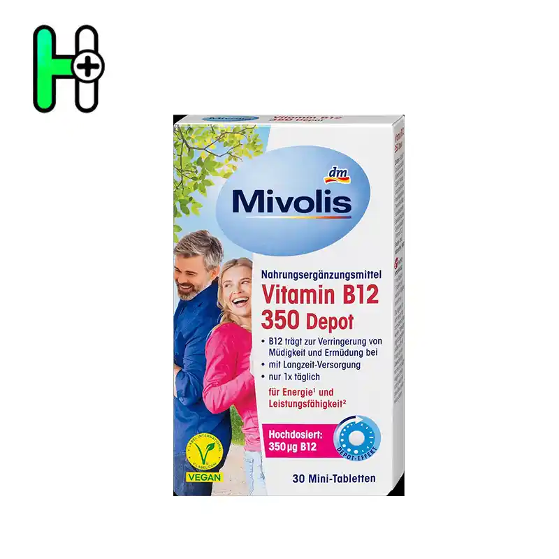 Mivolis Vitamin B12 Depot 350 µg یک مکمل فوق‌العاده برای تأمین نیاز بدن به ویتامین B12 است. این مکمل به صورت فرمولاسیون دپو (Depot-Effekt) طراحی شده، یعنی ویتامین B12 را به تدریج و در طول روز آزاد می‌کند تا بدن بتواند آن را بهتر جذب و استفاده کند.
